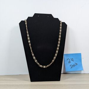 Vintage Gold Tone Byzantine Link Chain Necklace 24" Unisex Statement